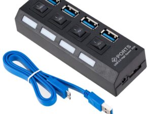 Roger AD15653 USB 3.0 Hub - Splitter 4 x USB 3.0 / 5 Gbps With Separate On / Off Buttons