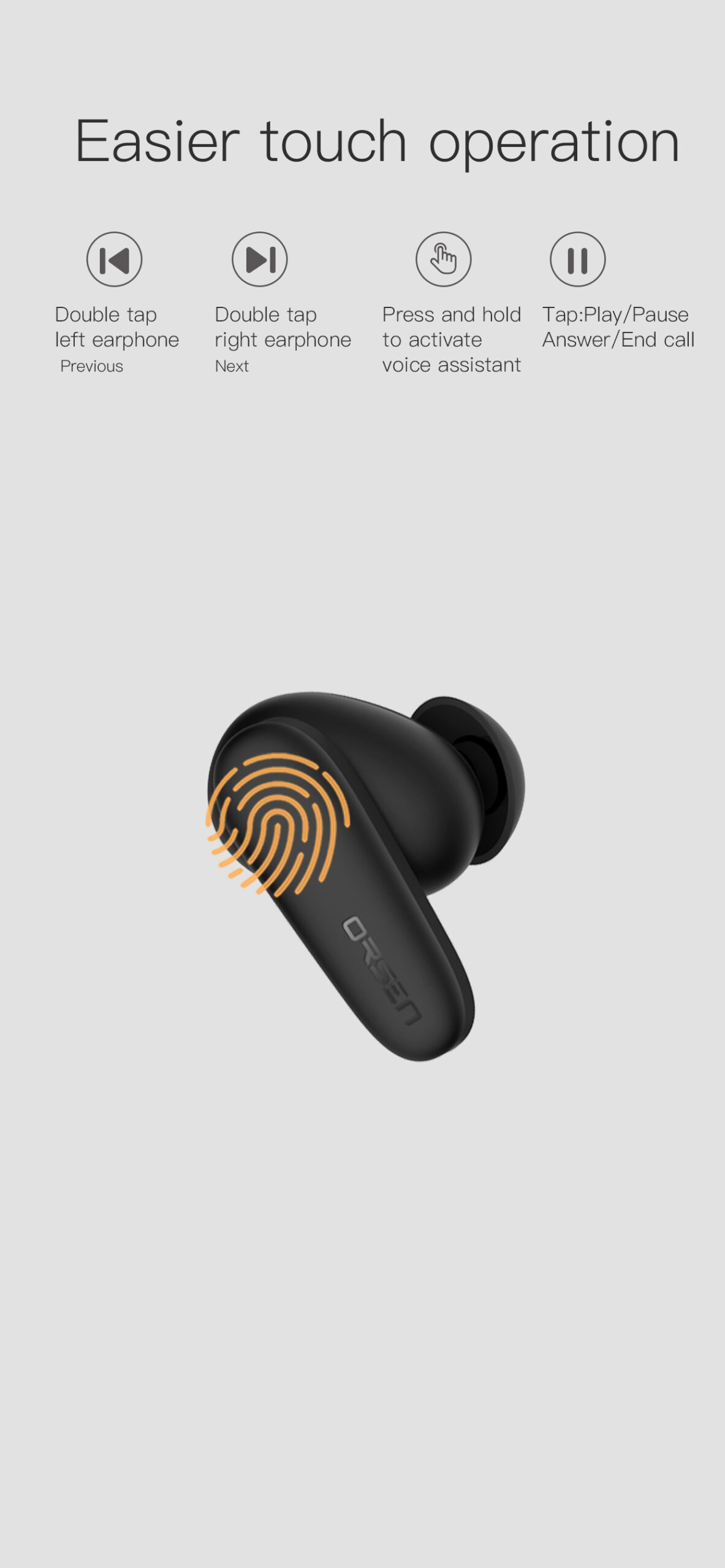 Orsen T3 Bluetooth Earphones Black - Image 6