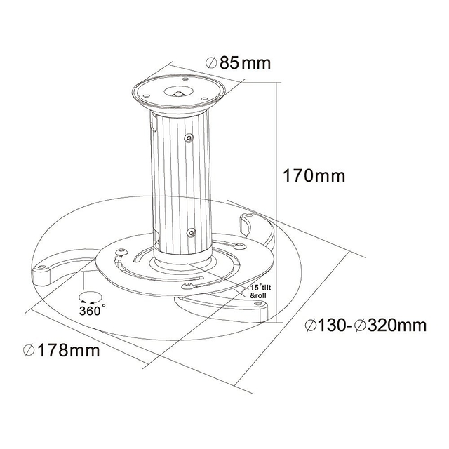 Neomounts BEAMER-C80 bracket - full-motion - for projector - black - Image 6