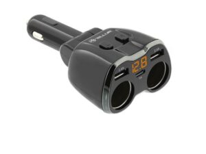 Tellur 2 Sockets cigarette lighter splitter, 2xUSB, Type-C