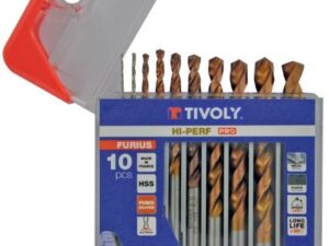 Tivoly FURIUS FUSIO Metal Drill Bit Set – 10-Piece Ø1–10 mm, Split-Point HSS, FUSIO Coating, 35° N-Flute, 135° Tip, CLIPSTER Case