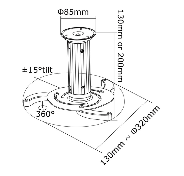 Neomounts BEAMER-C80 bracket - full-motion - for projector - black - Image 2