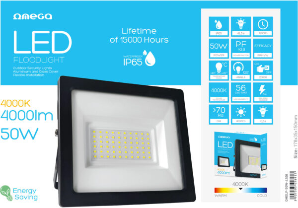 Omega LED floodlight 50W 4200K (45695) - Image 2