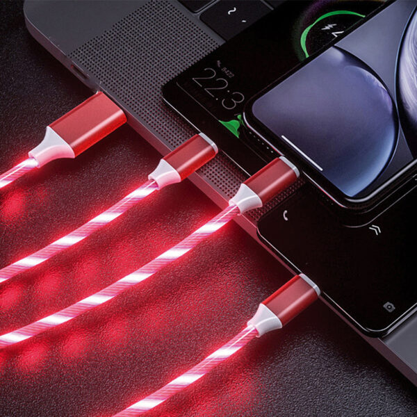Platinet cable USB - USB-C LED 2A 1m, red (45741) - Image 2