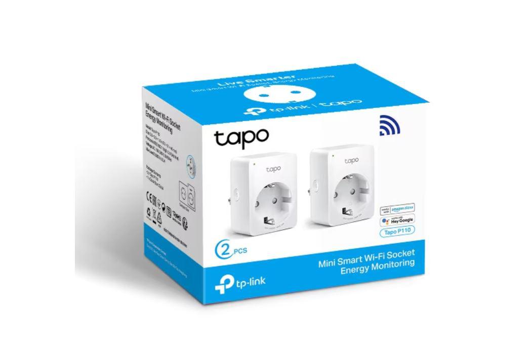 PRIZA inteligenta TP-LINK, Schuko x 1, cu monitorizarea energiei, conectare prin Schuko (T), 10 A, programare prin smartphone, Bluetooth, WiFi, alb "Tapo P110(2-pack)" (timbru verde 0.18 lei)