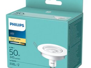 SPOT incastrat LED Philips, soclu GU10, putere 4.7W, forma spot, lumina alb calda, alimentare 220 - 240 V, "000008718699777975" (timbru verde 0.45 lei)