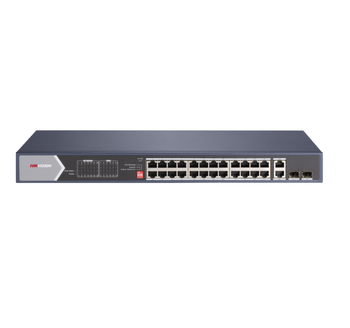 Hikvision | DS-3E0528HP-E | Unmanaged Hi-PoE Switch | 24x Port | 1Gbit/s | 370W PoE