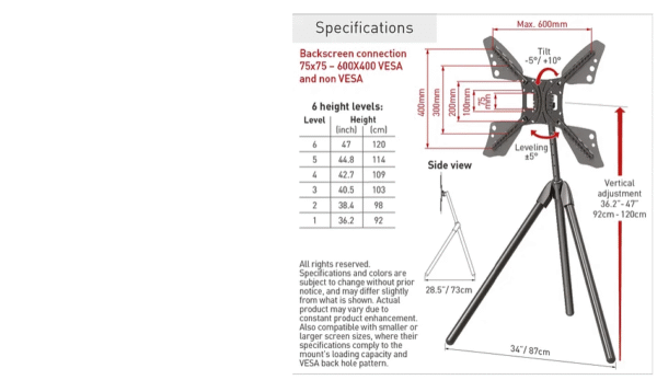 Barkan Portable Tripod Floor Sta 13"-83"