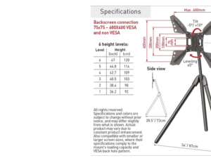 Barkan Portable Tripod Floor Sta 13"-83" "DTP410"