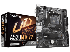 GIGABYTE A520M K V2 Motherboard - Supports AMD Ryzen 5000 Series AM4 CPUs, up to 5100MHz DDR4 (OC), PCIe Gen3 x4 M.2, GbE LAN, USB 3.2 Gen 1