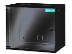 CABINET 19" SPACER    9U 515x400mm, fixare pe perete, Flatpack (dezasamblat),  Black, usa sticla cu blocare, otel 1.5mm, sarcina maxima 100Kg, "SPCW-9U-BK"