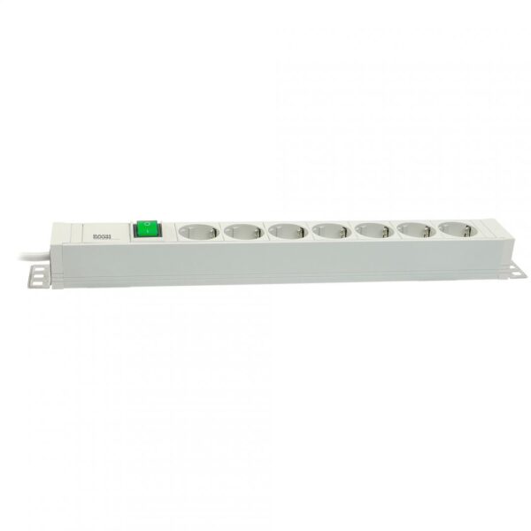PDU BACHMANN, 1.5U pt. rack 19 inch, 7 prize Schuko, intrare Schuko, max 10 A, cablu 2 m, gri, "333.600" (timbru verde 2 lei) - Image 3