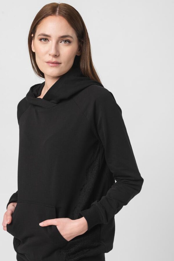 HANORAC COTON DANTELA FEMEI BLACK-M - Image 3