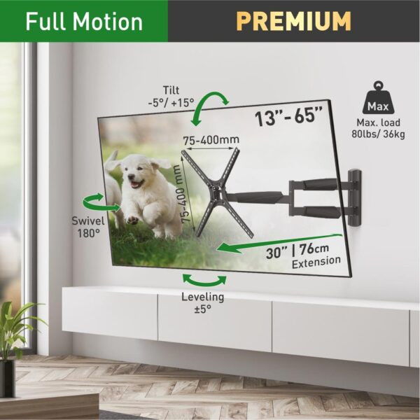 Barkan TV Wall Mount 13"- 65" Black "BM343XL" - Image 3
