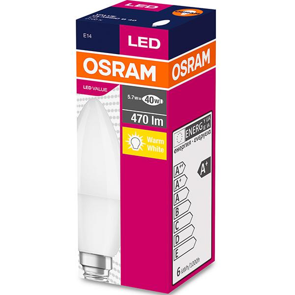 BEC LED Osram, soclu E14, putere 5.7W, forma lumanare, lumina alb calda, alimentare 220 - 240 V, "000004052899326453" (timbru verde 0.45 lei) - Image 2