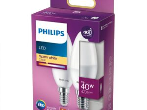 BEC LED Philips, soclu E14, putere 5W, forma lumanare, lumina alb calda, alimentare 220 - 240 V, "000008719514310056" (timbru verde 0.45 lei)