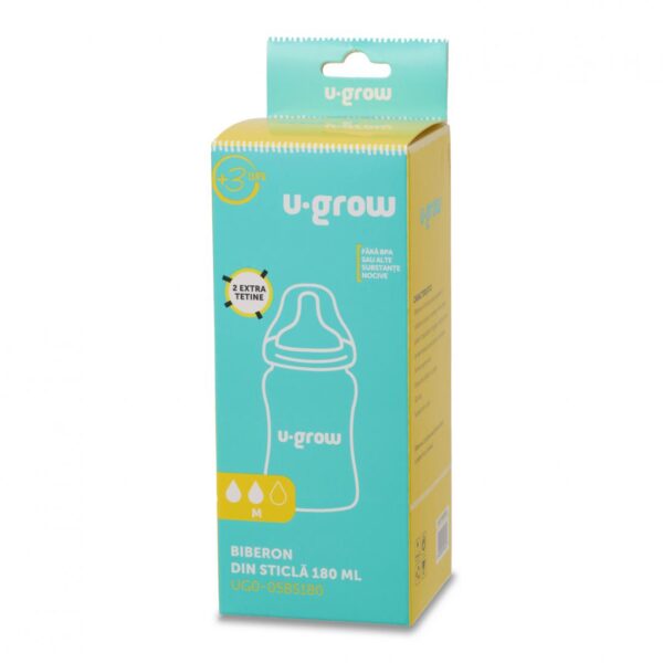 Biberon de sticla180 ml+2 tetine, U-Grow - Image 2