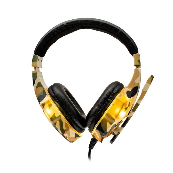 CASTI Spacer, cu fir, standard, utilizare gaming, microfon pe brat, conectare Jack 3.5 mm x 2, lumina verde, camuflaj, "SPGH-CAMO", (timbru verde 0.8 lei)