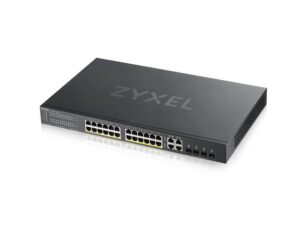 Switch Zyxel 24-Port Gigabit Ethernet Smart Managed PoE+ Switch with 375 Watt Budget and 4 Gigabit Combo Ports and Hybrid mode