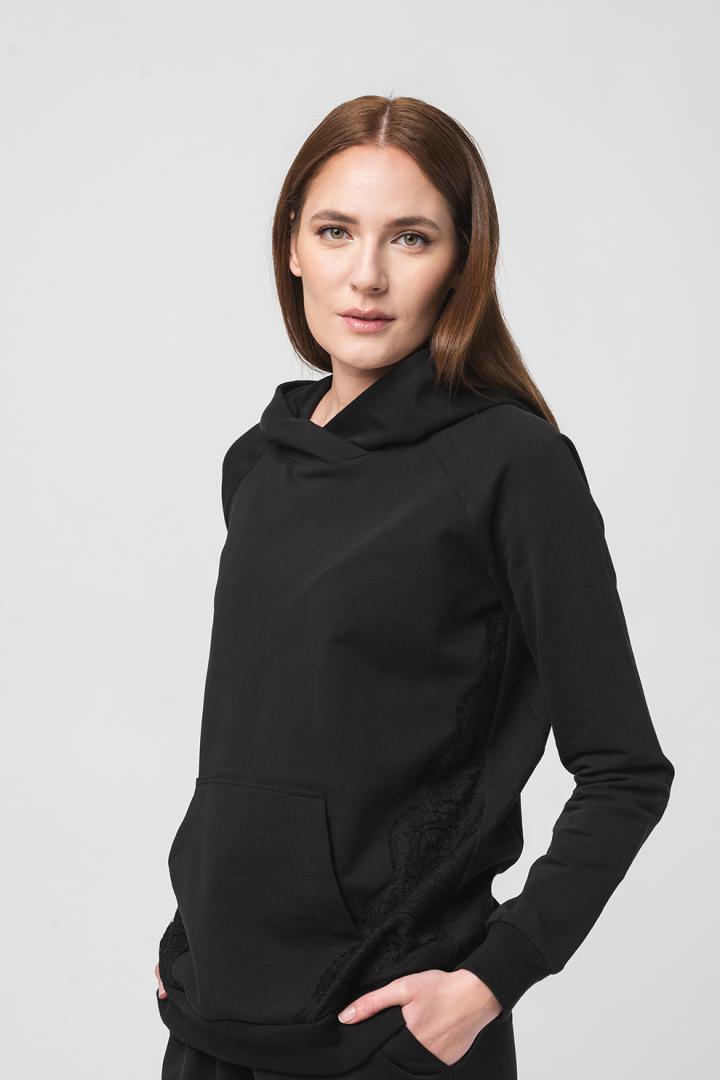 HANORAC COTON DANTELA FEMEI BLACK-S - Image 3