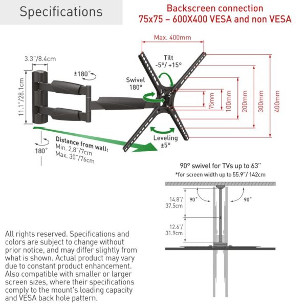 Barkan TV Wall Mount 13"- 65" Black "BM343XL" - Image 7