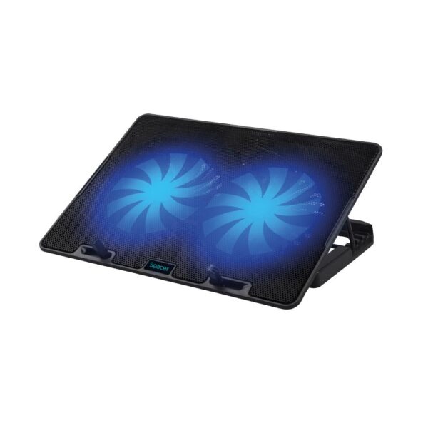 STAND SPACER notebook 17" Gaming, sita metal, 2xfan 14cm, turatie reglabila 800-1200rpm, ajustabil pe inaltime 5 trepte, Airflow 63cfm, black, Nivel zgomot 20dBA, "SPNS-Gaming-2F" (timbru verde 0.8 lei) - Image 2