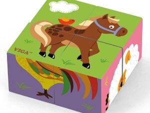 VIGA Drewniana Układanka Puzzle Farma 4 klocki