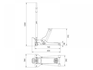 Trolley jack 3T 830mm max/min 552/90mm