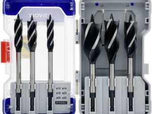 Tivoly Wood Drill Bit Set – 6-Piece Ø12/14/16/22/25/32 mm, 4-Cutting Edges, 6.35 mm Hex Shank, Carbon Steel