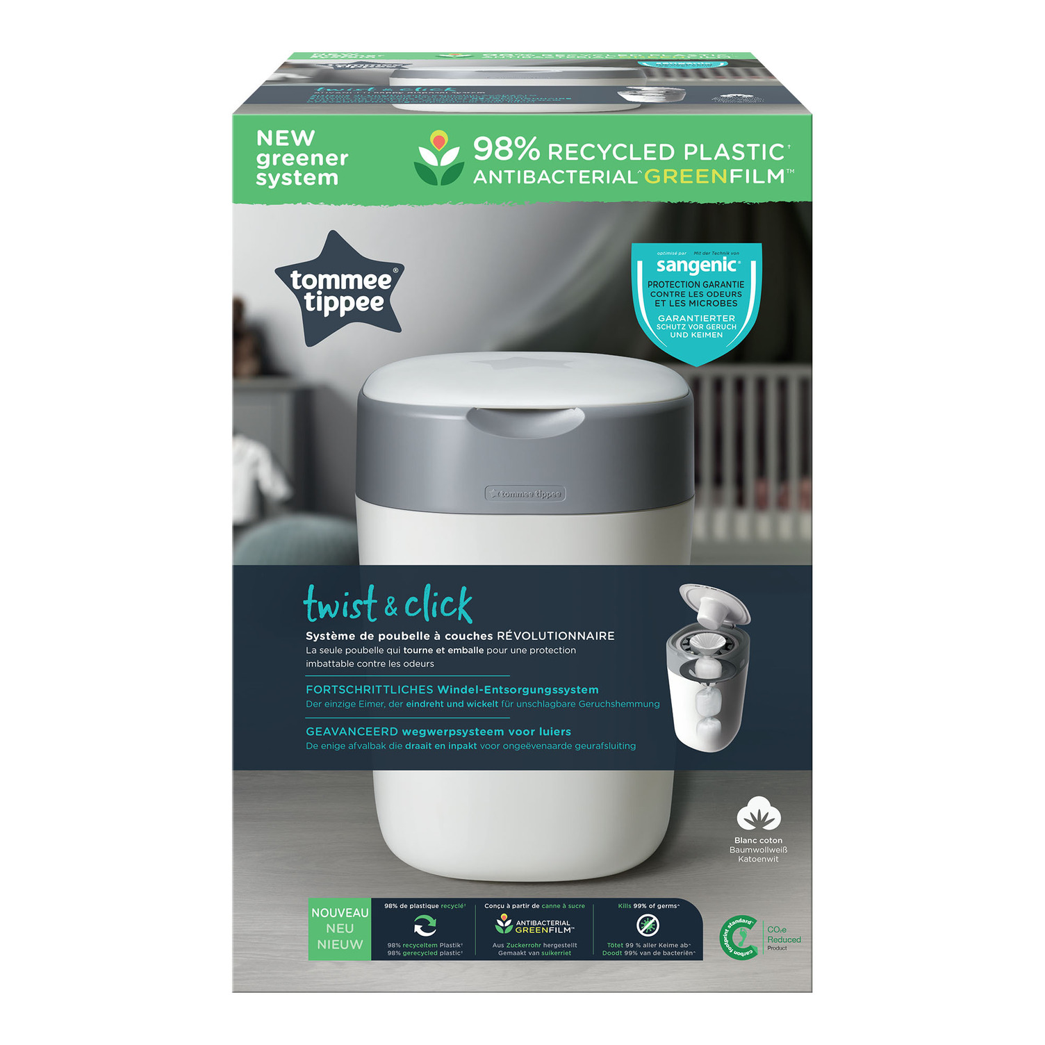 TOMEE TIPPEE diapers container Sangenic Twist&Click, cotton white, 85100102 - Image 2