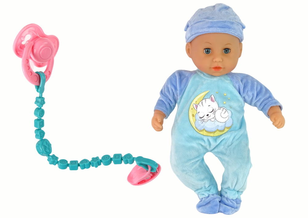 Baby Doll Sound Dummy Bib Blue Cat Pyjamas - Image 2