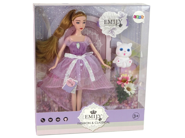 Emily Long Hair White Cat Baby Doll - Image 5