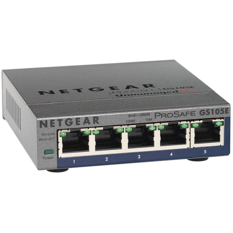 NETGEAR Plus GS105Ev2 - P�ep�na� - ��zen� - 5 x 10/100/1000 - desktop