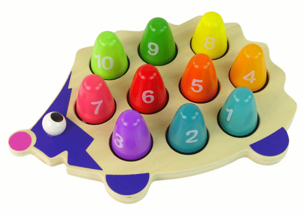 Wooden Educational Hedgehog 10 Colorful Pawns - Image 2