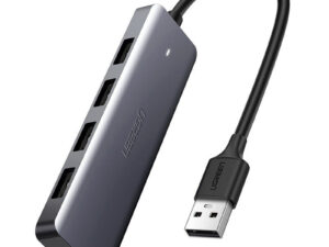 HUB extern Ugreen, "CM219" porturi USB: USB 3.0 x 4, conectare prin USB, material ABS, port micro USB 5V, lungime 15 cm, LED, gri, "50985" (timbru verde 0.8 lei) - 6957303859856