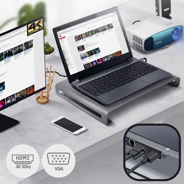 Swissten Multifunctional USB-C Laptop Docking Station / HDMI / USB 3.0 / 2x USB-C / RJ45 / SD / Micro SD / VGA / Audio - Image 7