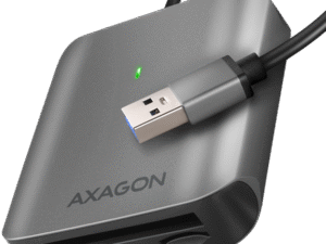 Axagon Aluminum high-speed USB-A 3.2 Gen 1 memory card reader. 3 slots, UHS-II.