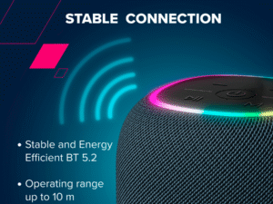 CANYON reproduktor BSP-8, RGB, BT V5.2, BLUETRUM AB5362B, 1x10W, USB-C, USB-A, microSD, AUX, černá