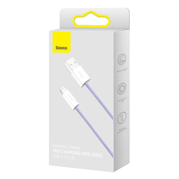 USB cable for Lightning Baseus Dynamic 2 Series, 2.4A, 1m (purple) - Image 4