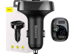 MODULATOR AUTO FM Baseus T-Typed,BT 4.2, 2 x USB 5V/3.4A max,12V-24V, frecv FM: 87,5-108.0MHZ, MP3/WAV/FLAC/APE/WMA,answer/reject/hang up/redial, bk "CCMT000001" (timbru verde 0.8 lei)-6932172626976