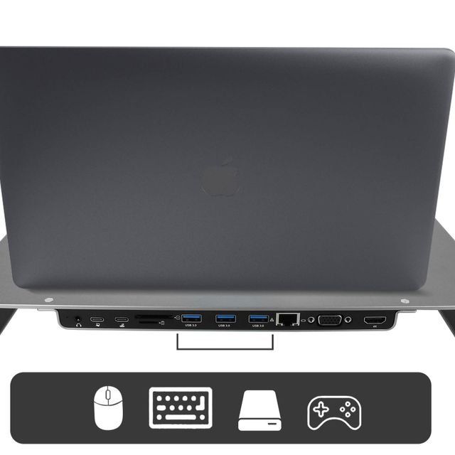Swissten Multifunctional USB-C Laptop Docking Station / HDMI / USB 3.0 / 2x USB-C / RJ45 / SD / Micro SD / VGA / Audio