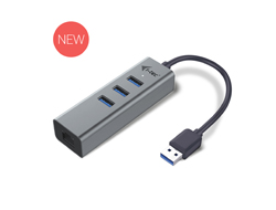 i-tec USB 3.0 HUB METAL/ 3 porty/ USB 3.0 na Gigabit Ethernet adaptér (RJ45)/ šedý