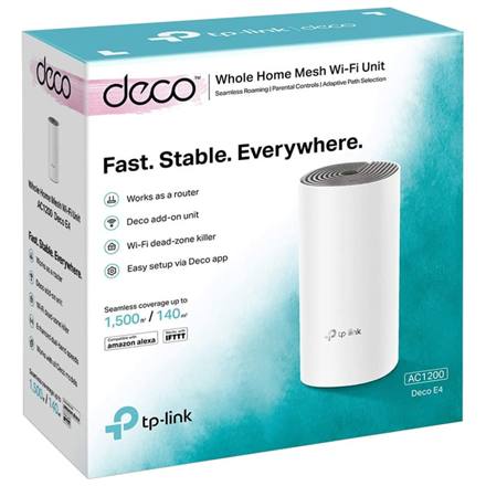 TP-LINK Deco E4(1-Pack) AC1200 Whole-Home Mesh Wi-Fi System, Qualcomm CPU, 867Mbps at 5GHz+300Mbps at 2.4GHz, 2 10/100Mb - Image 2
