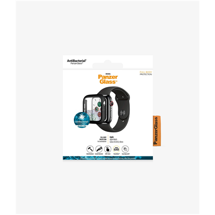 PanzerGlass Full Protection pro Apple Watch 4/5/6/SE 40mm (ochrann� sklo + �ern� r�me�ek chr�n�c� cel� t�lo hodinek - sta�� nacvaknout - bez lepen�) - Image 2