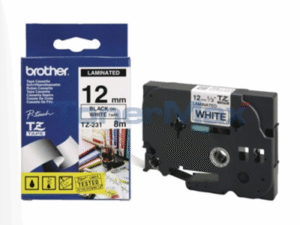 Banda Laminata Original Brother Black on White, TZE231, pentru H105WB|P-TOUCH PT-E110VP|D400|D450|D600VP|E300VP|E550WVP|H110|H500|P700|P750W|PT-D210|PT-D210VP, 12mm x 8m, incl.TV 0 RON, "TZE231"