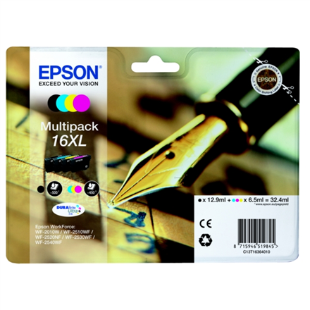 Epson 16XL Multipack - 4-balen� - XL - �ern�, �lut�, azurov�, purpurov� - origin�ln� - blistr - inkoustov� cartridge - pro WorkForce WF-2010, 2510, 2520, 2530, 2540, 2630, 2650, 2660, 2750, 2760