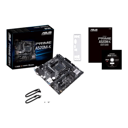 Mainboard|ASUS|AMD A520|SAM4|MicroATX|2xPCI-Express 3.0 1x|1xPCI-Express 3.0 16x|1xM.2|Memory DDR4|Memory slots 2|1x15pin D-sub|1xHDMI|2xUSB 2.0|4xUSB 3.2 type B|1xPS/2|3xStereo jack 3.5mm|1xRJ45|PRIMEA520M-K - Image 3