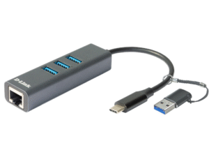 ADAPTOR RETEA D-LINK, extern, USB-C, port RJ-45 Gigabit, 3 x USB SuperSpeed 3.0 port, adaptor USB-A inclus "DUB-2332" (timbru verde 0.18 lei)