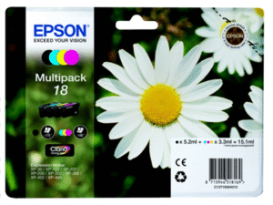Epson 18 Multipack - 4-pack - 15.1 ml - svart, gul, cyan, magenta - original - bl�ckpatron - f�r Expression Home XP-212, 215, 225, 312, 315, 322, 325, 412, 415, 422, 425