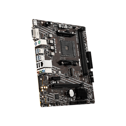 Motherboard for AMD processors MSI Mainboard||AMD A520|SAM4|MicroATX|1xPCI-Express 3.0 1x|1xPCI-Express 3.0 16x|1xM.2|Memory DDR4|Memory slots 2|1xDVI|1xHDMI|2xAudio-Out|2xUSB 2.0|4xUSB 3.2|1xRJ45|A520M-APRO - Image 4